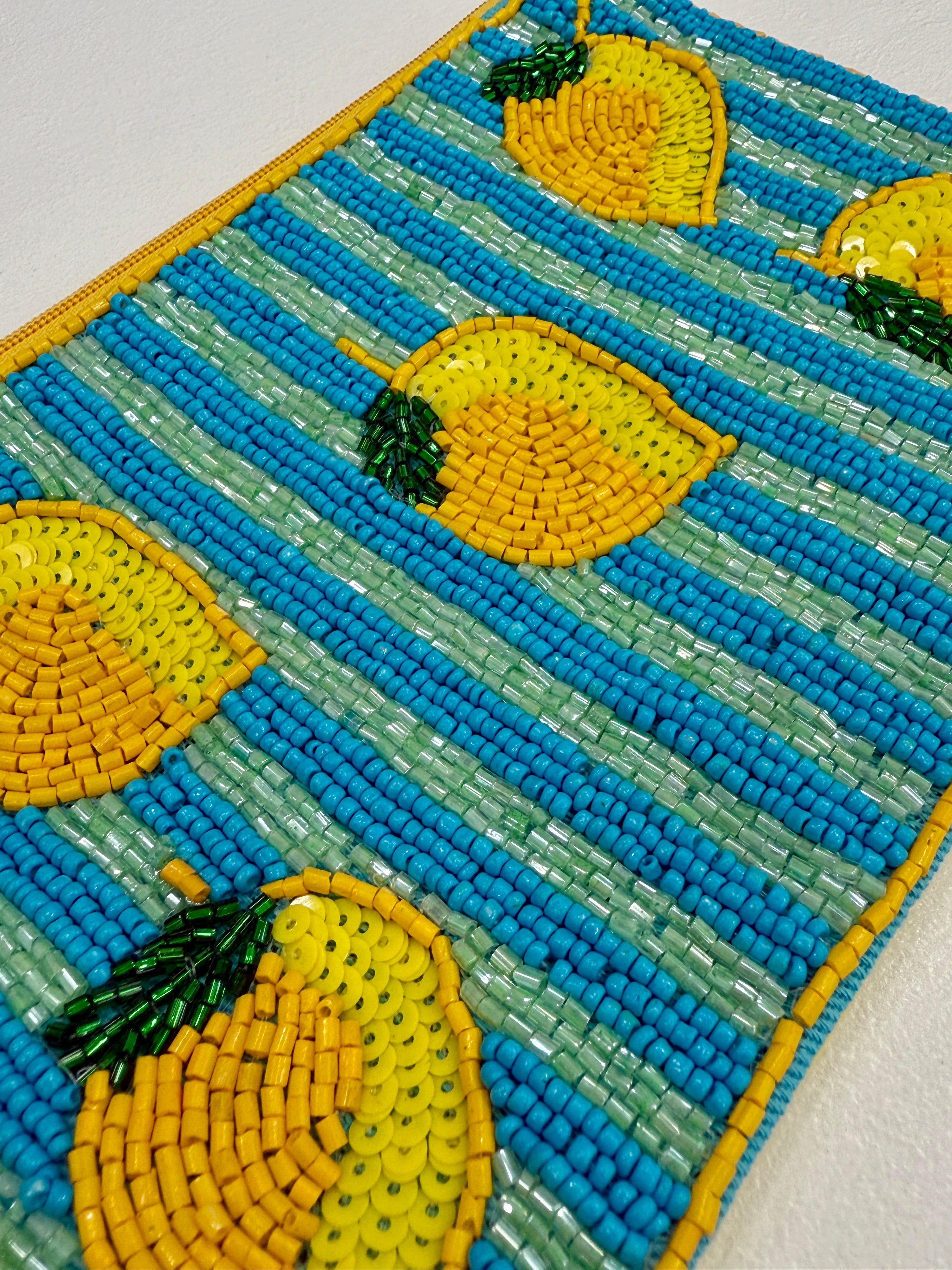 Lemons Beaded Pouch