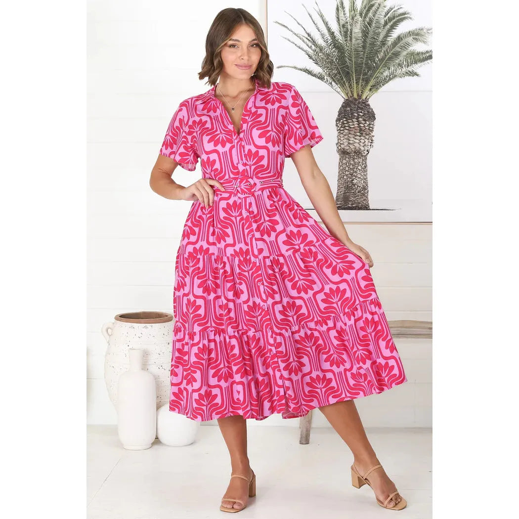 Luvira Midi Dress - Pink