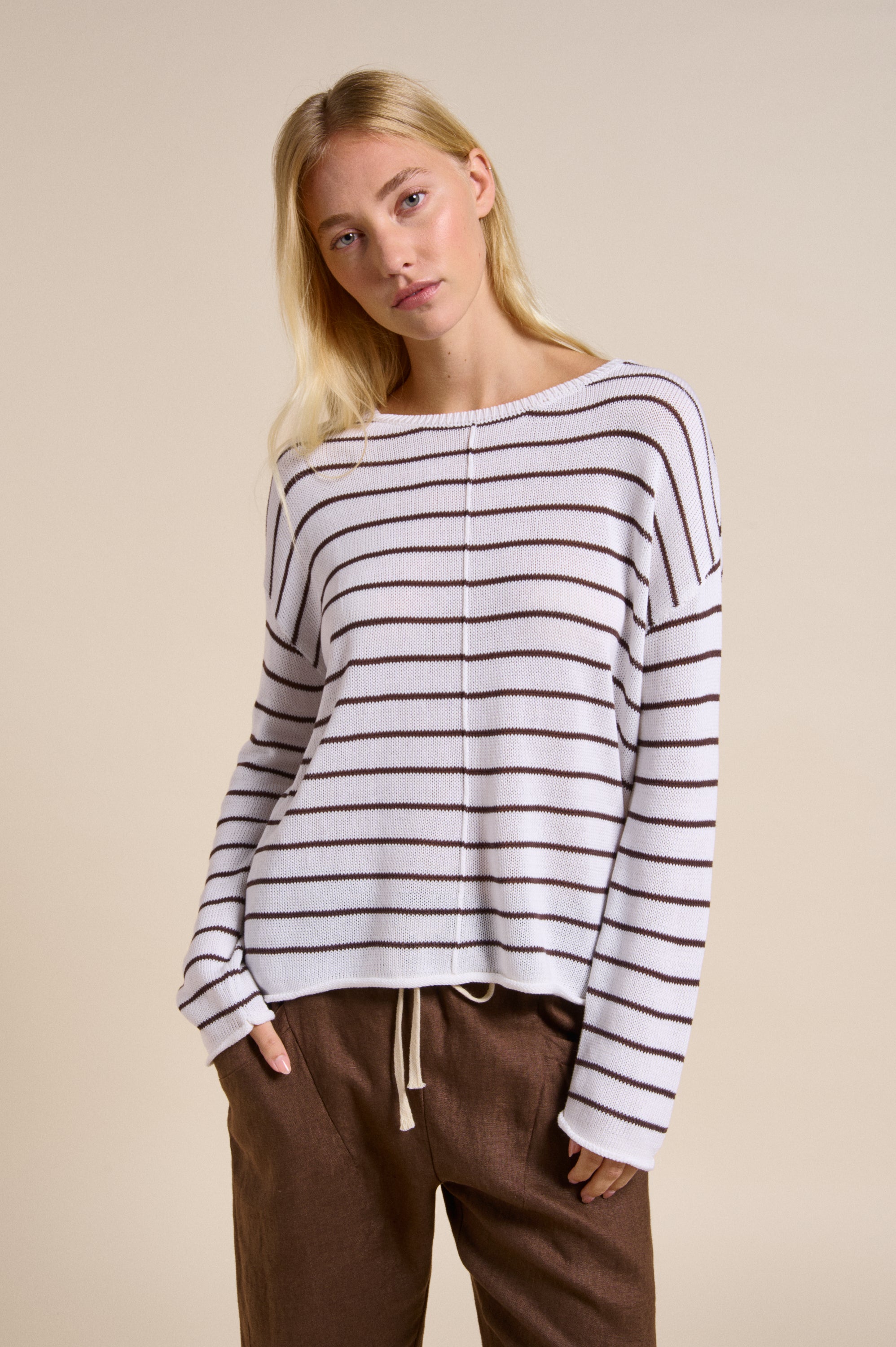 Indi Knit - White/Chocolate