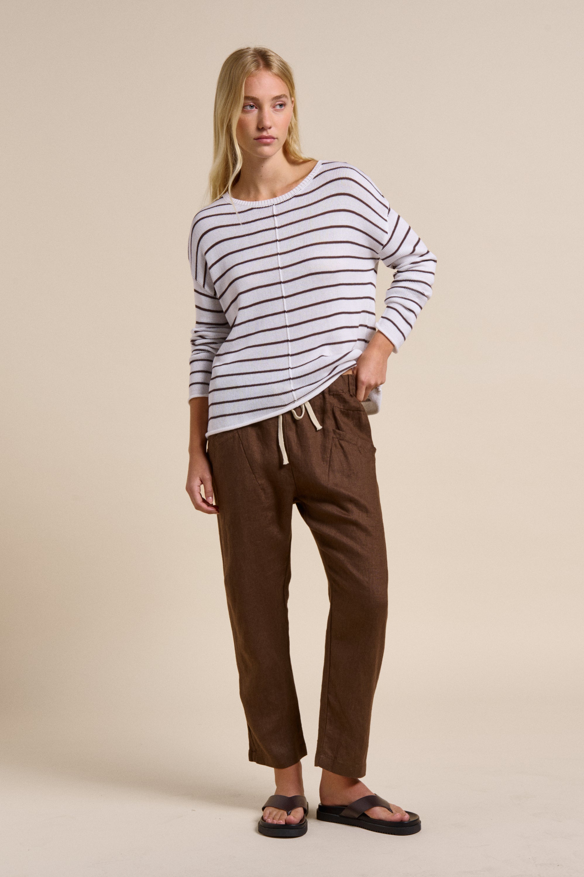 Indi Knit - White/Chocolate