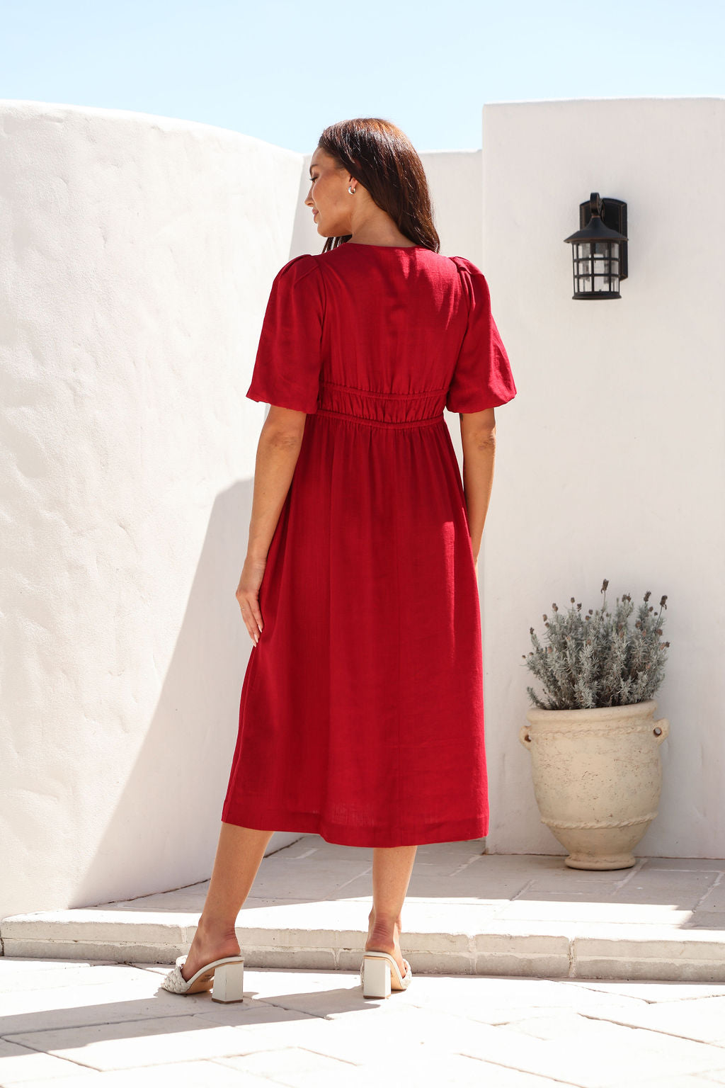 Billie Tie Midi Dress - Cherry Red