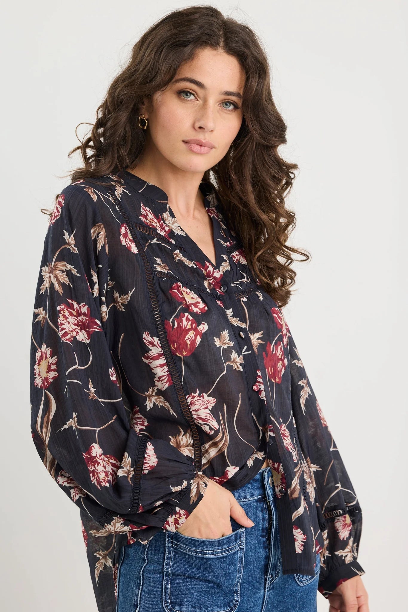 Instrumental Black Wildflowers Shirt - Black wildflowers