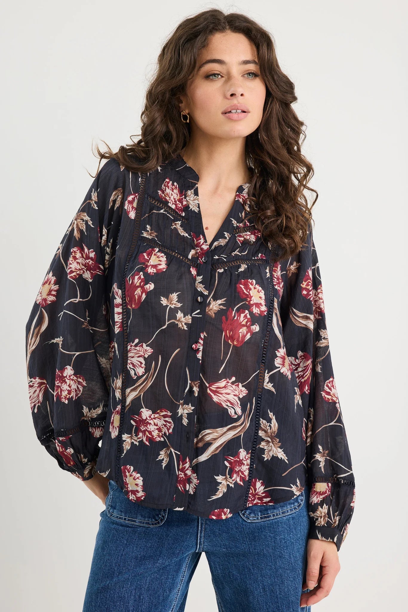 Instrumental Black Wildflowers Shirt - Black wildflowers