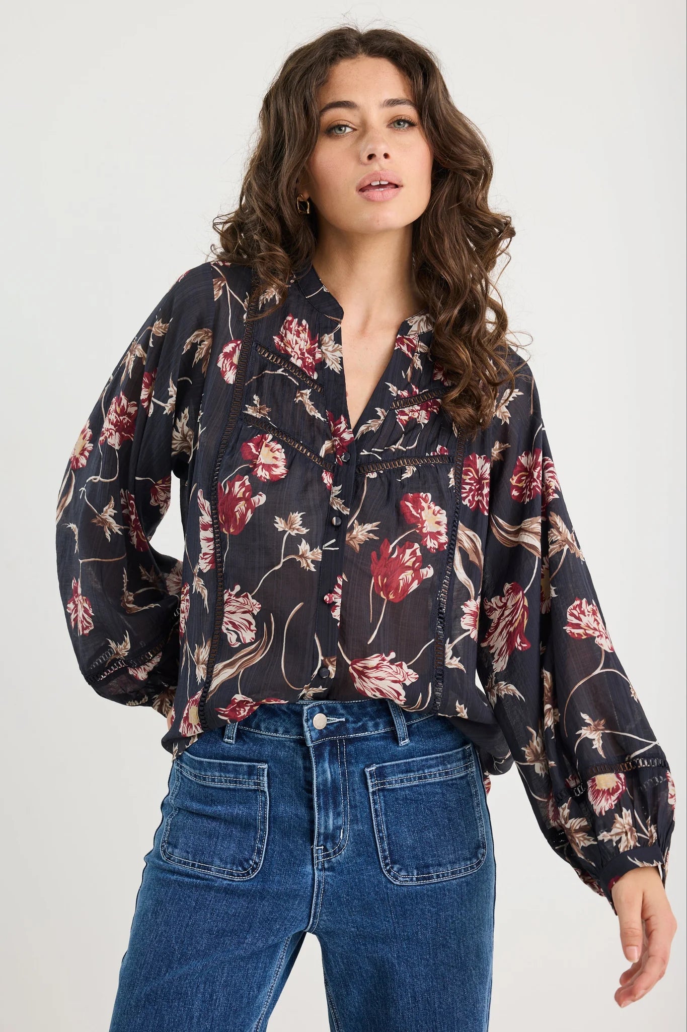 Instrumental Black Wildflowers Shirt - Black wildflowers