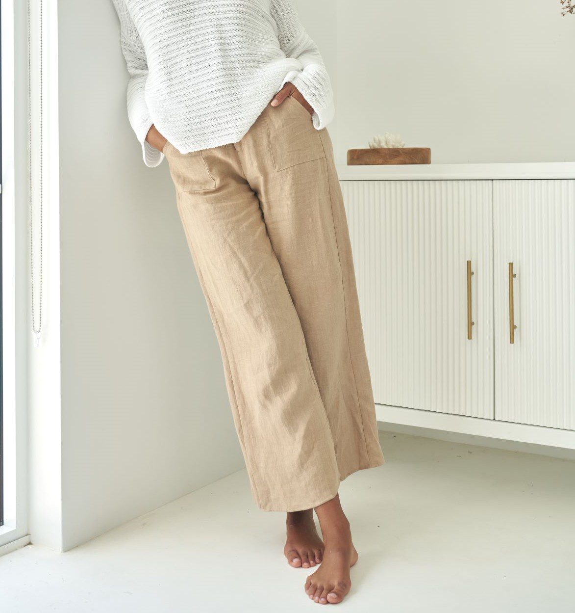 Jude Linen Pant - Taupe
