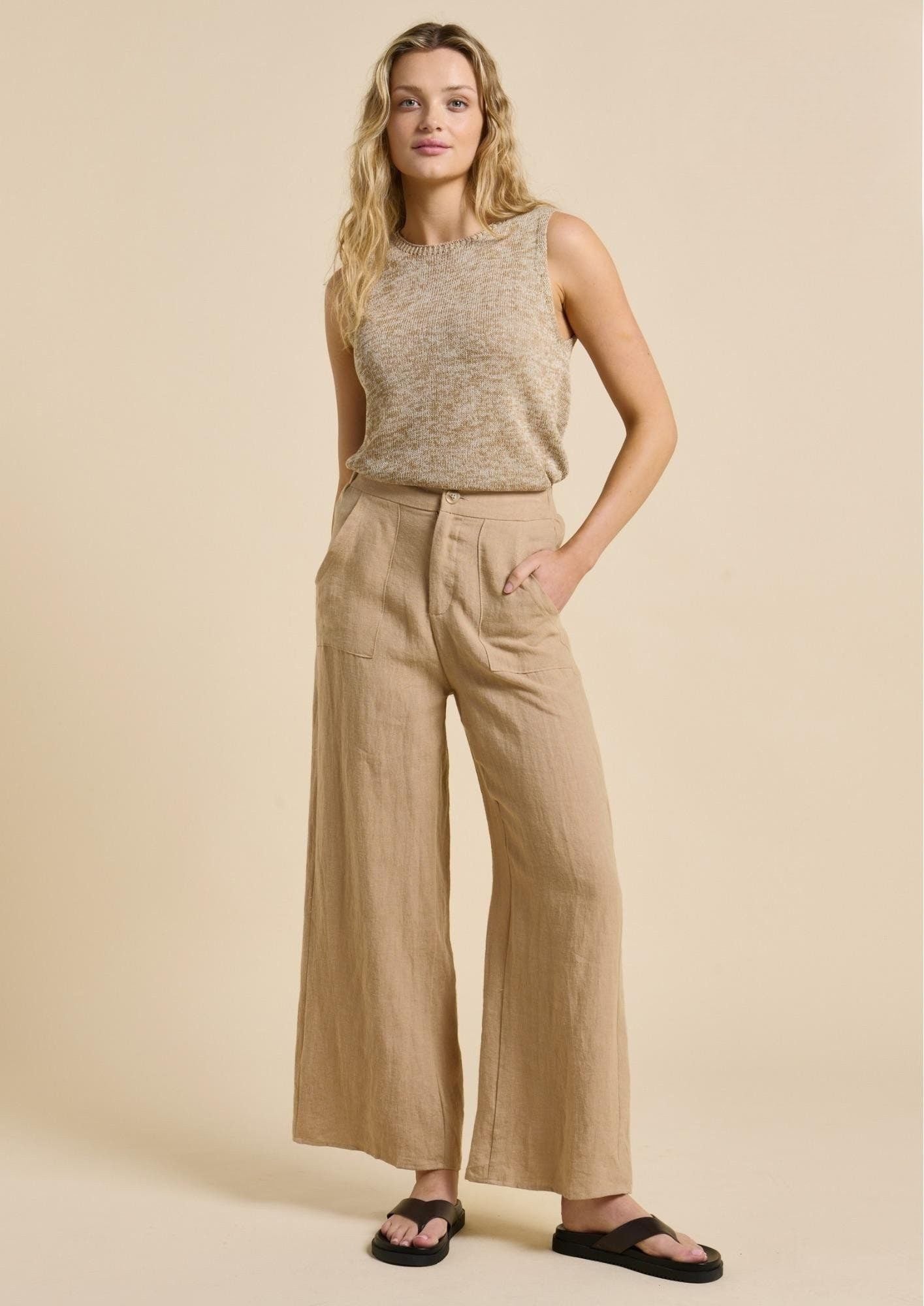 Jude Linen Pant - Taupe