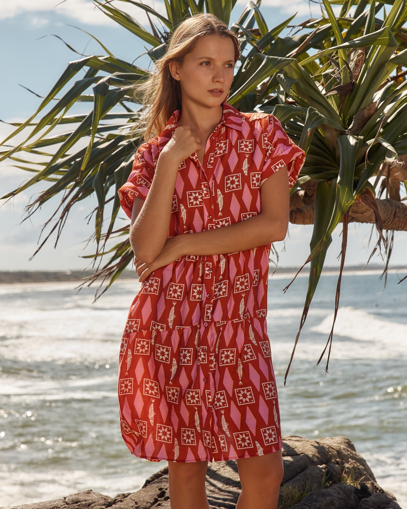 Copacabana Shirt Dress - Sardinia Geo Print