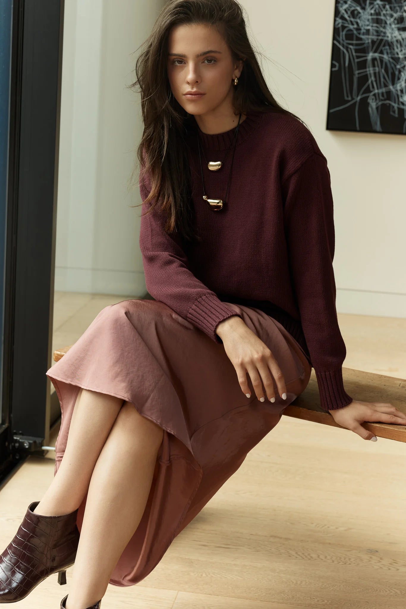 Ivy Cotton Knit - Burgundy