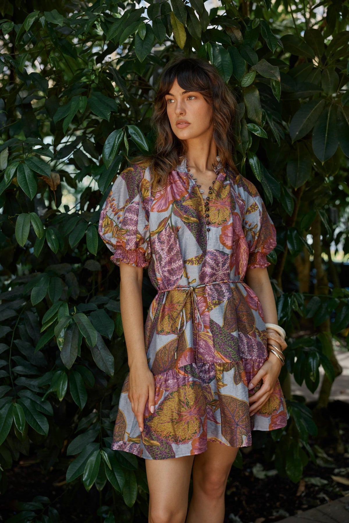 Fate & Becker Daria Dress - Leaf Print, front view