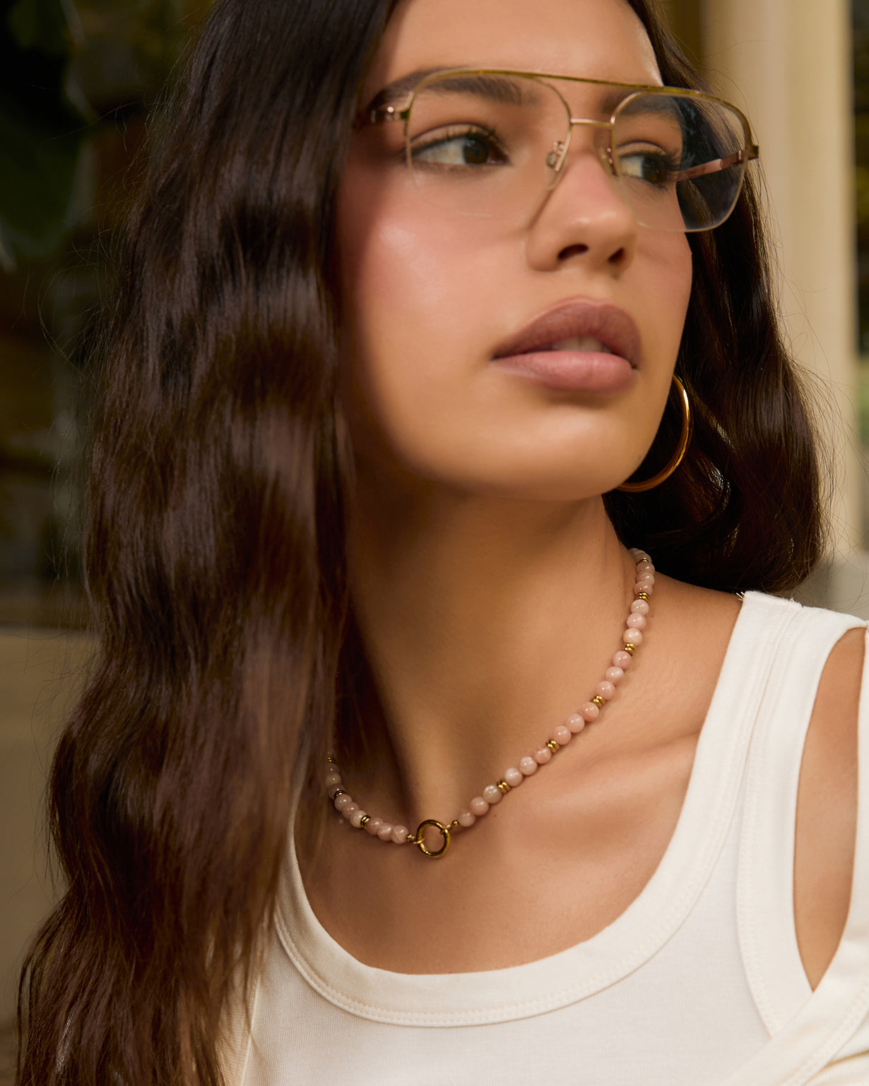 Tallulah Necklace - Sunstone, worn