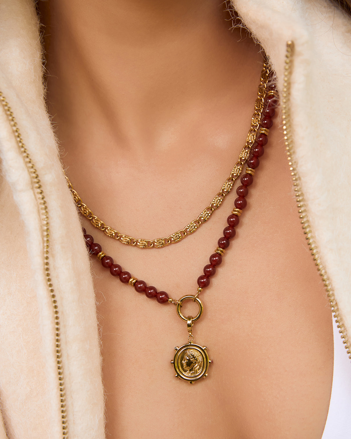 Fox Gold Necklace, worn