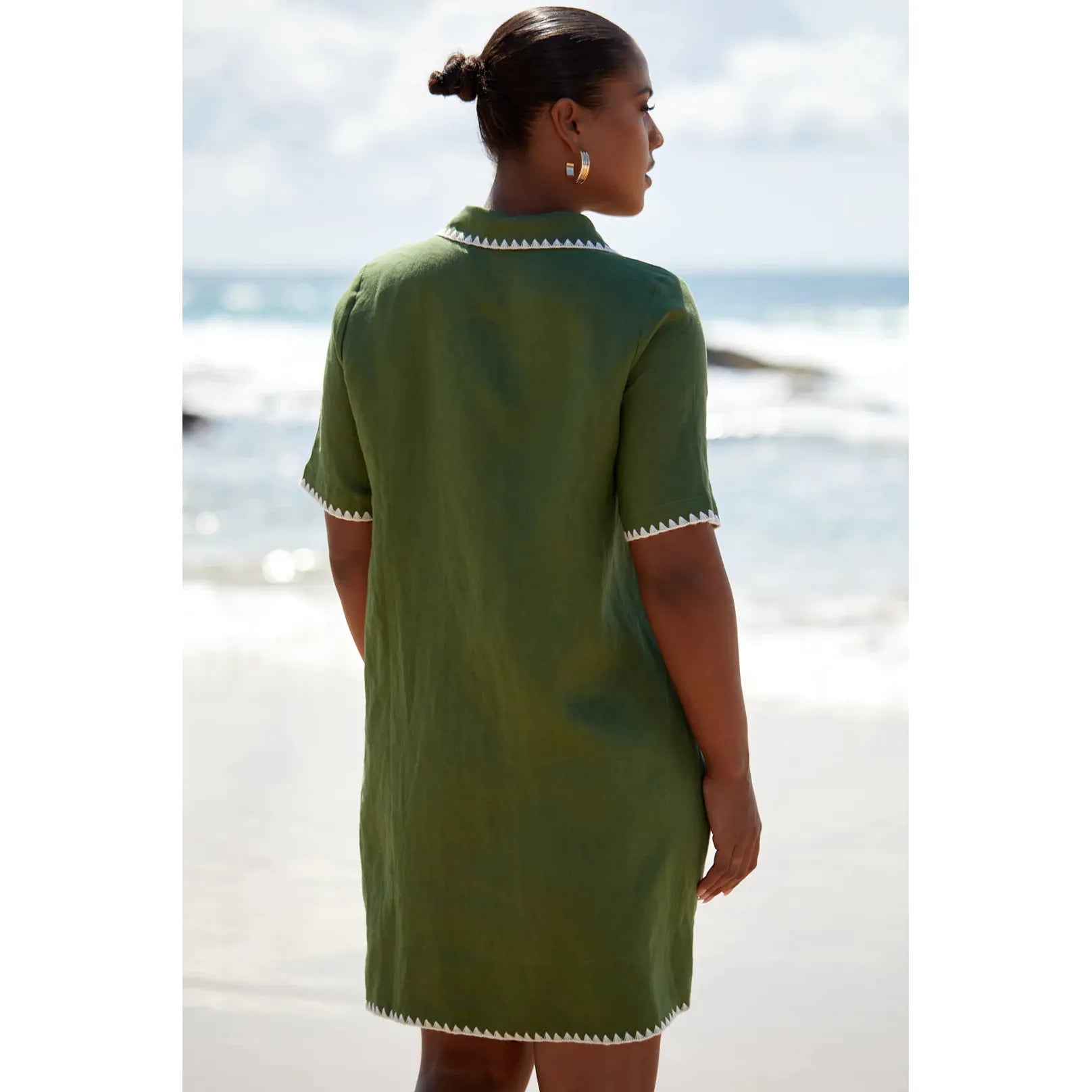 Ebony Stitched Hem Dress - Khaki