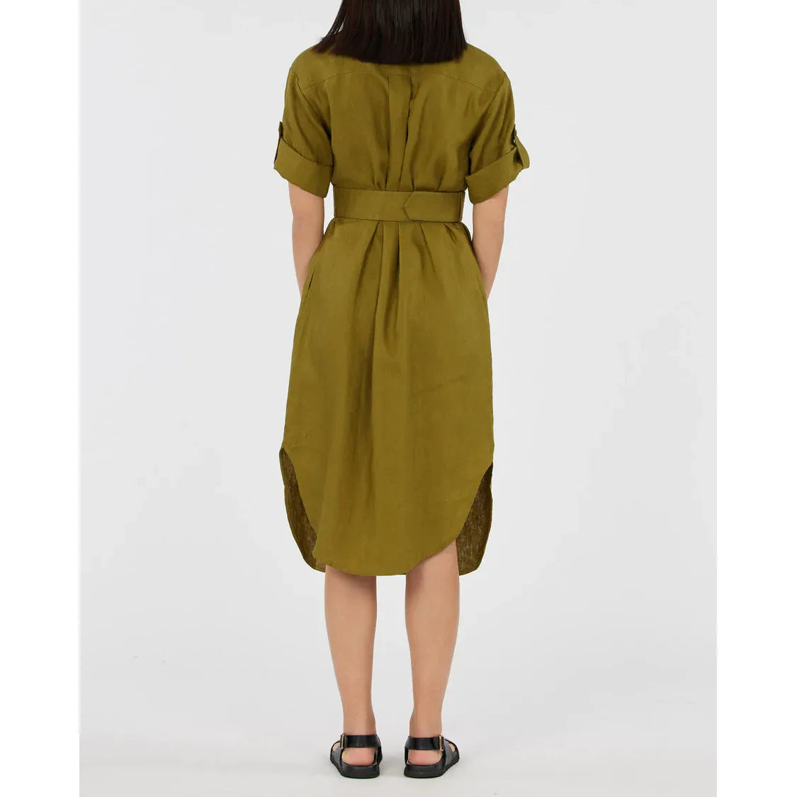 Provence Linen Dress - Olive
