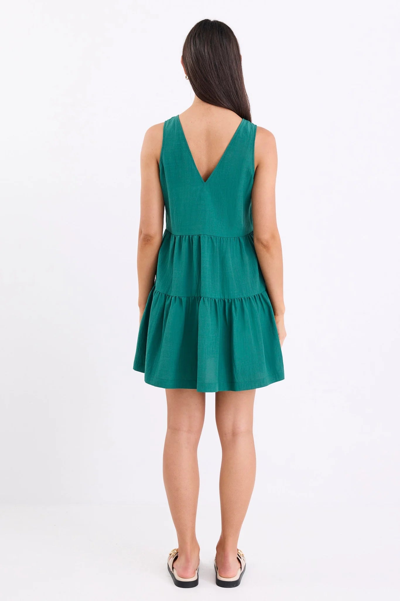 Pivot Forest Sleeveless Tiered Mini Dress