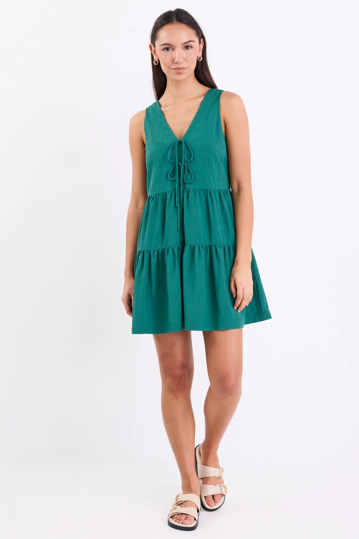 Pivot Forest Sleeveless Tiered Mini Dress