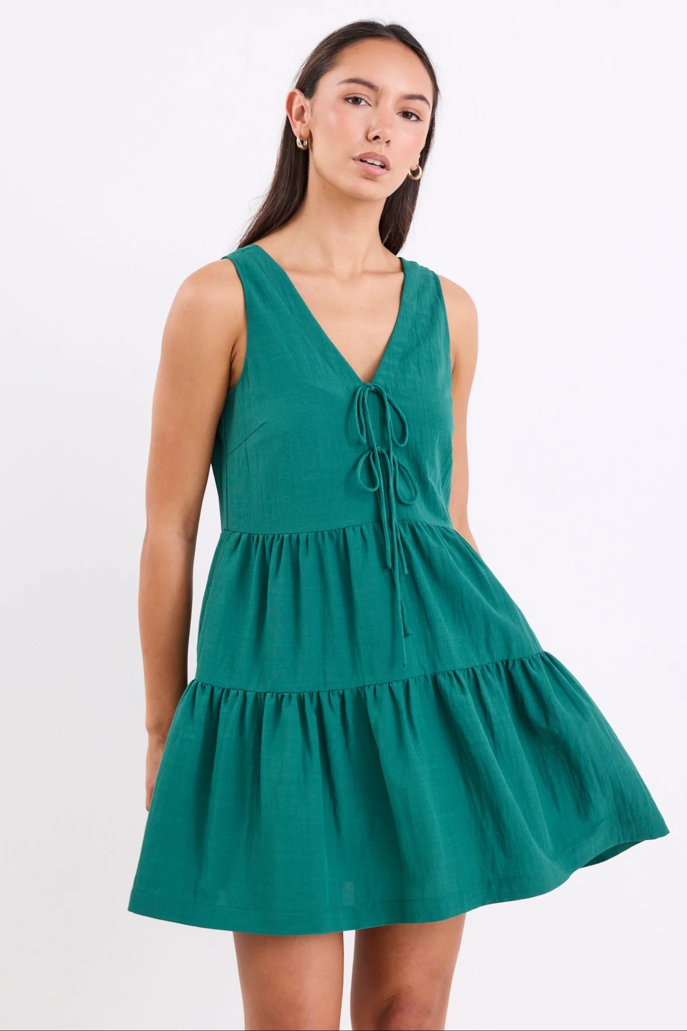 Pivot Forest Sleeveless Tiered Mini Dress