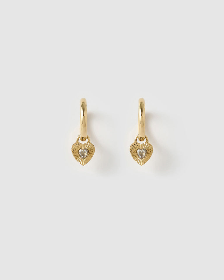 Ruby Heart Earrings - Stone