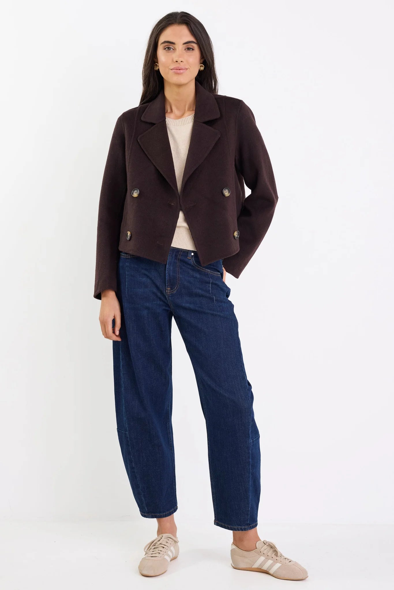 Reverie Melton Double Breasted Peacoat - Chocolate