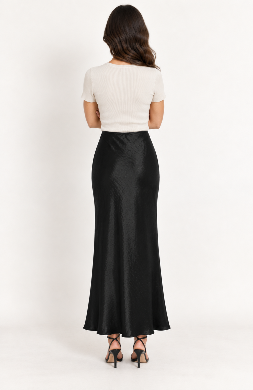Satin Bias Cut Skirt - Black