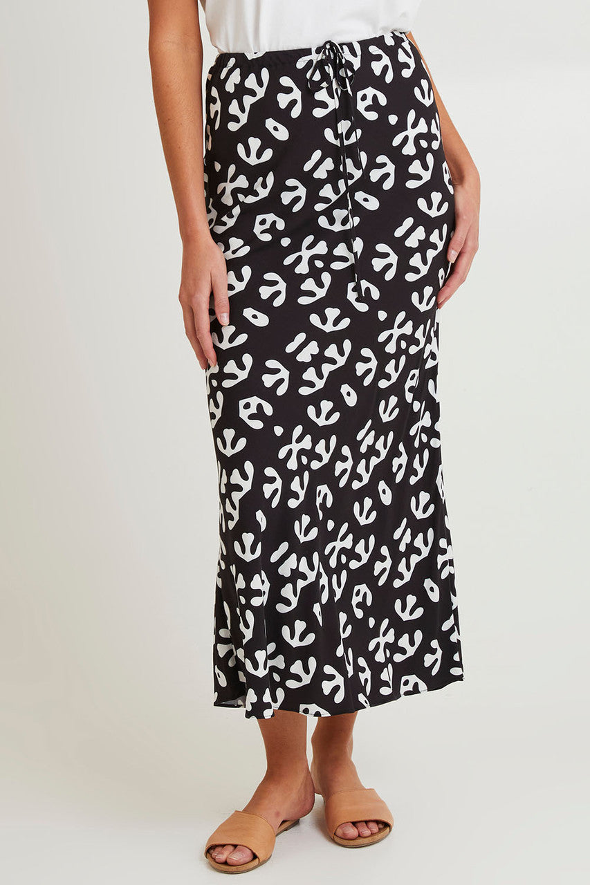 Viola Bias Cut Skirt - Abstract