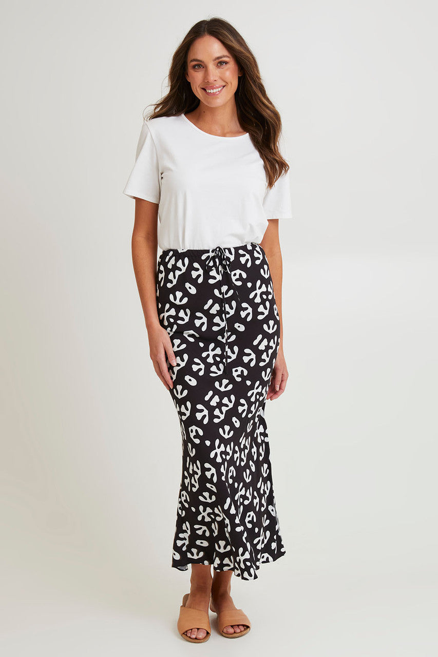 Viola Bias Cut Skirt - Abstract