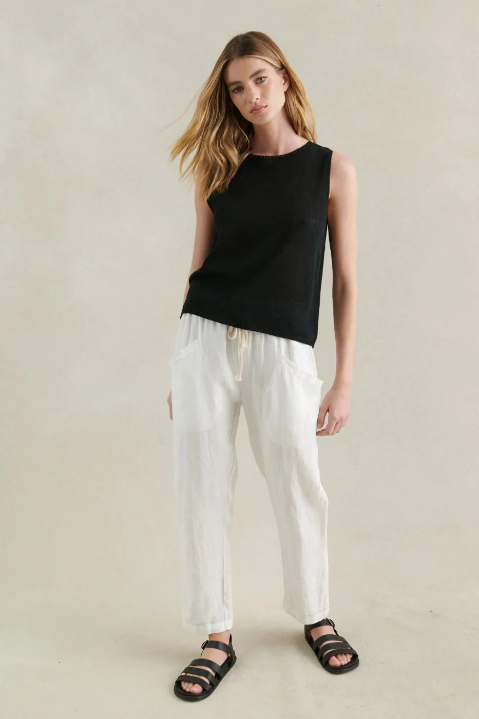 Little Lies Spring Tank - Black, styled