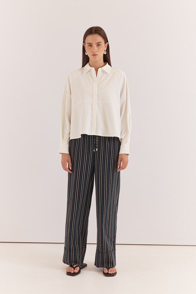Ashby Peplum Shirt - White, front view