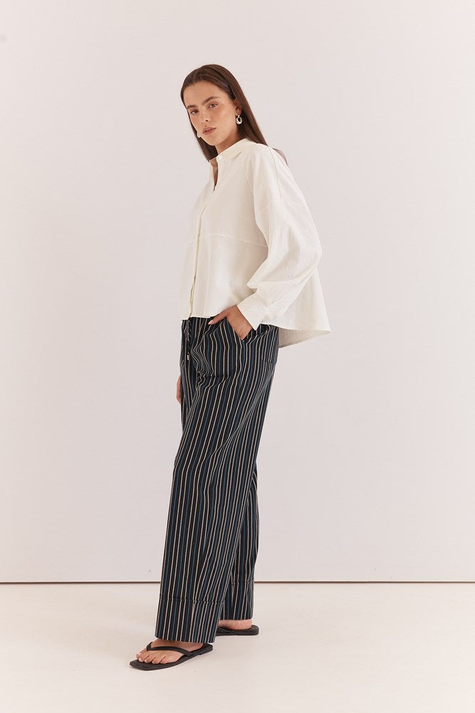Ashby Peplum Shirt - White, back view