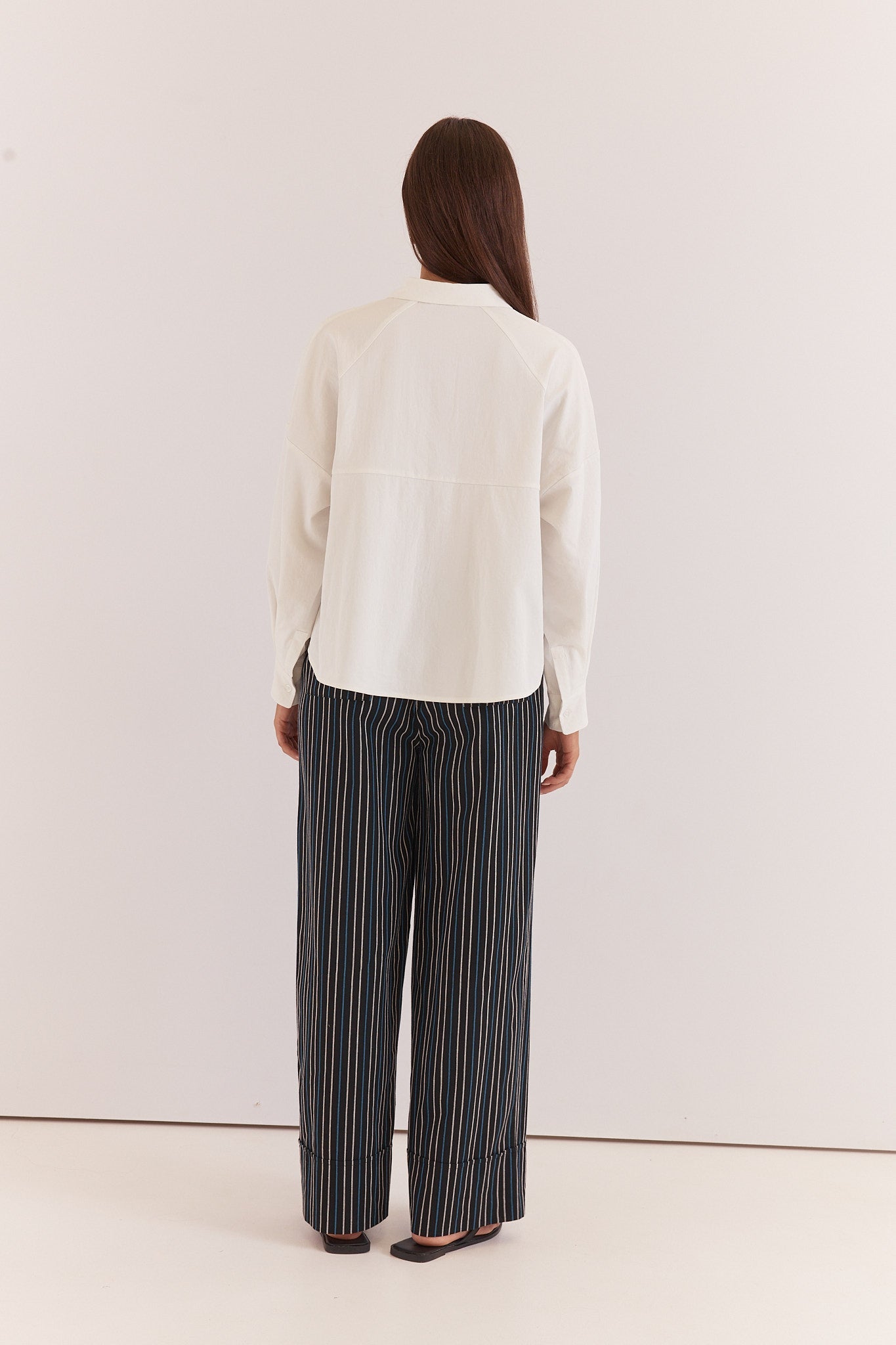 Ashby Peplum Shirt - White, styled