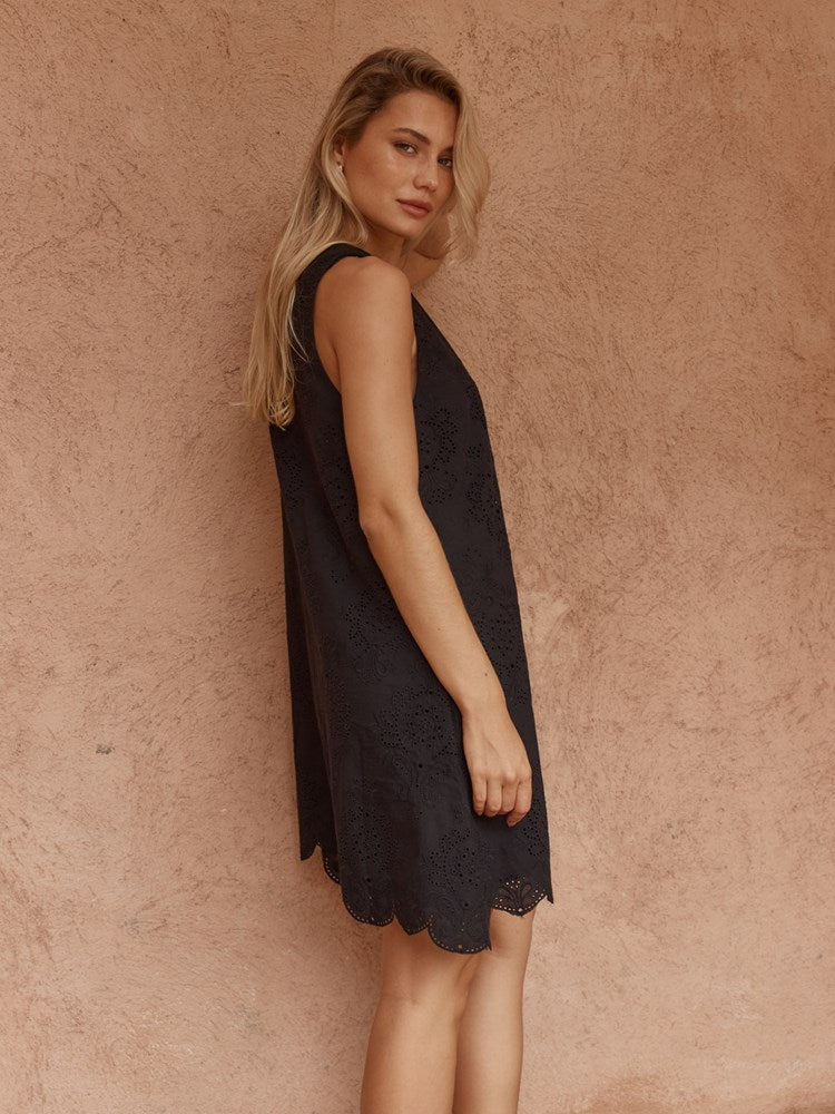 Sass Mavis Broderie Shift Dress - Black, view 3