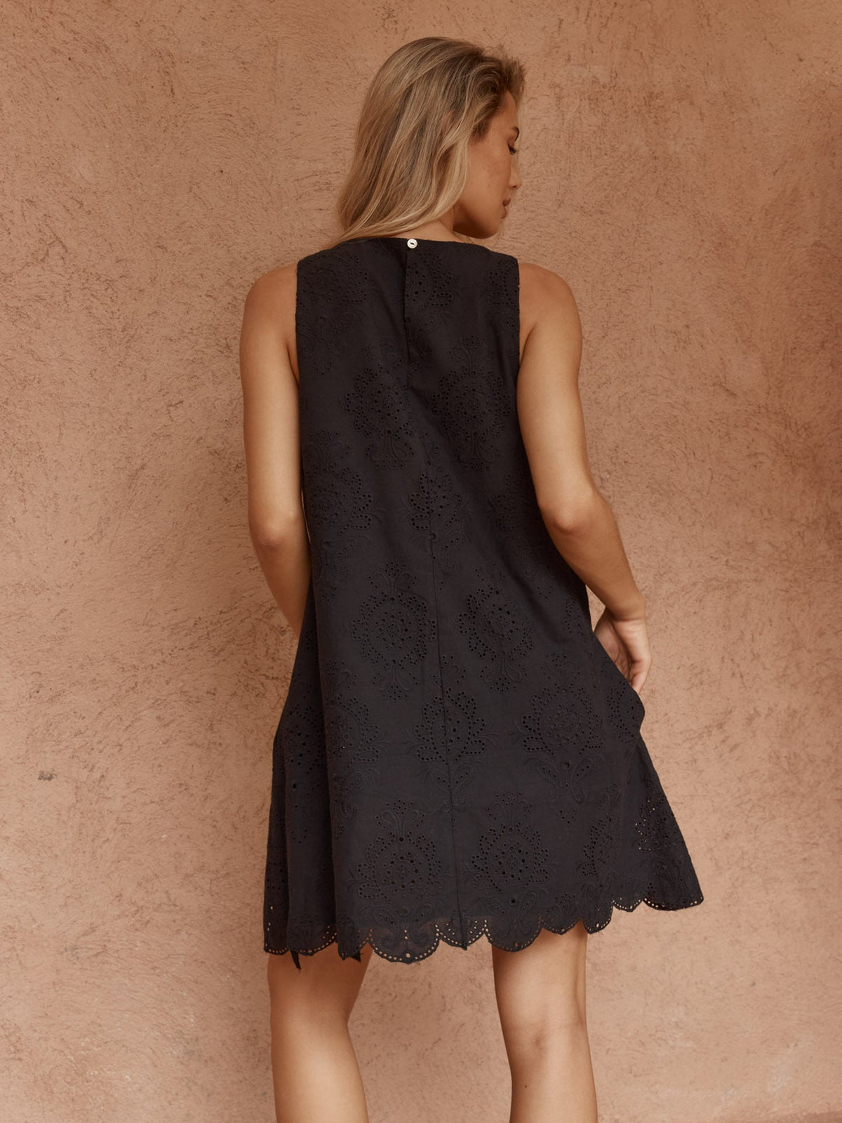 Sass Mavis Broderie Shift Dress - Black, view 4