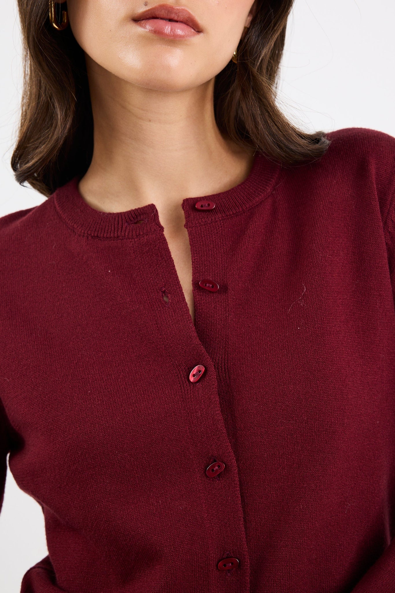 Sanctify Crewneck Cardigan - Burgundy