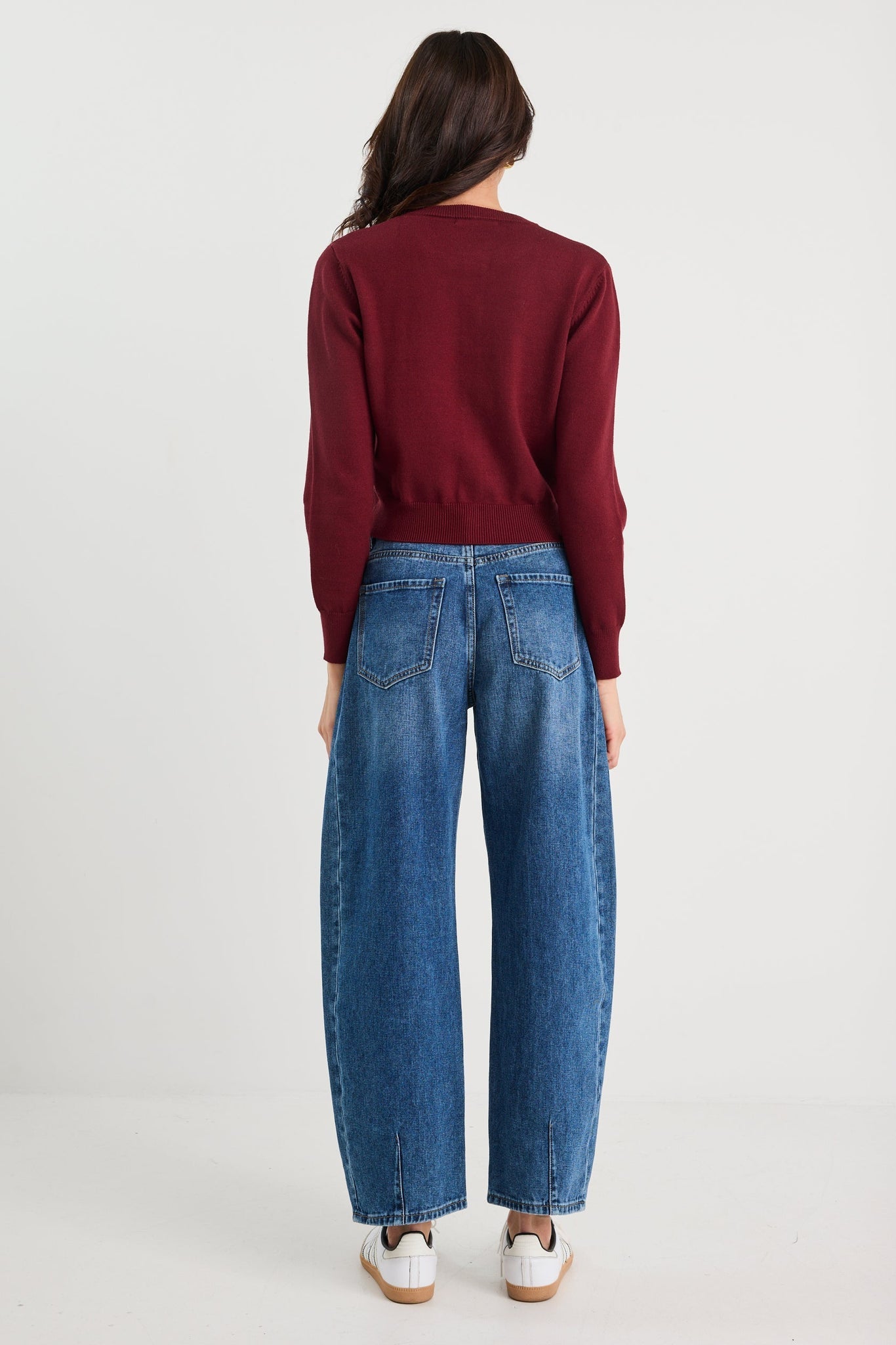 Sanctify Crewneck Cardigan - Burgundy