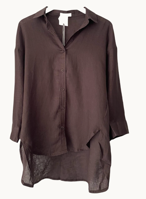 Boyfriend Linen Shirt - Chocolate