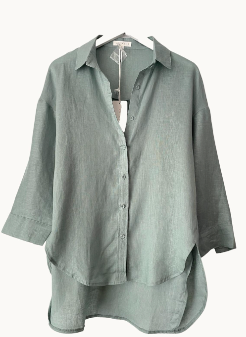Boyfriend Linen Shirt - Seafoam