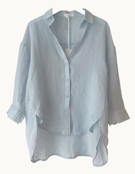 Boyfriend Linen Shirt - Blue