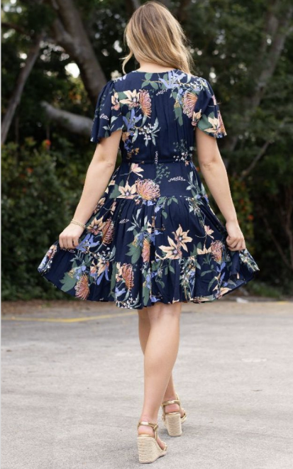 Selma Short Dress - Navy Floral