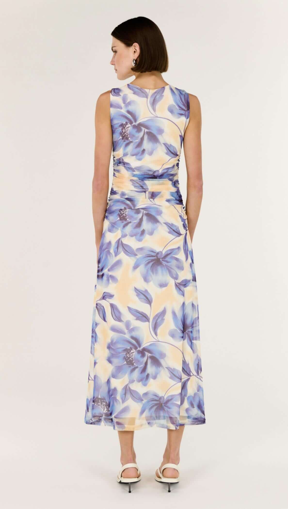 Fluer Mesh Midi Dress - Blurred Floral