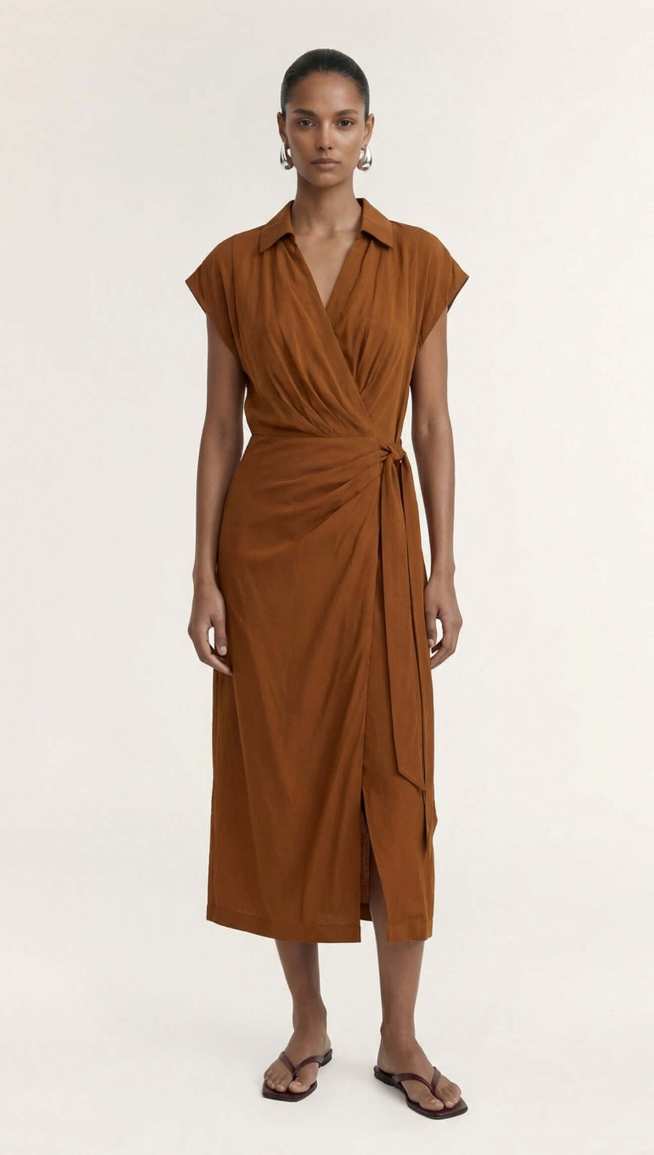 Solene Wrap Midi Dress silhouette