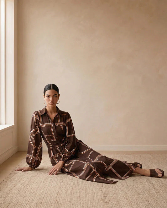 Monaco Deco Dress - Chocolate