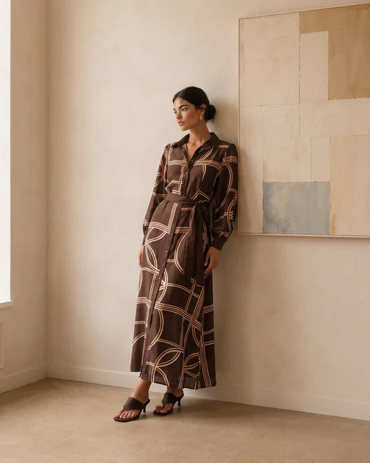 Monaco Deco Dress - Chocolate