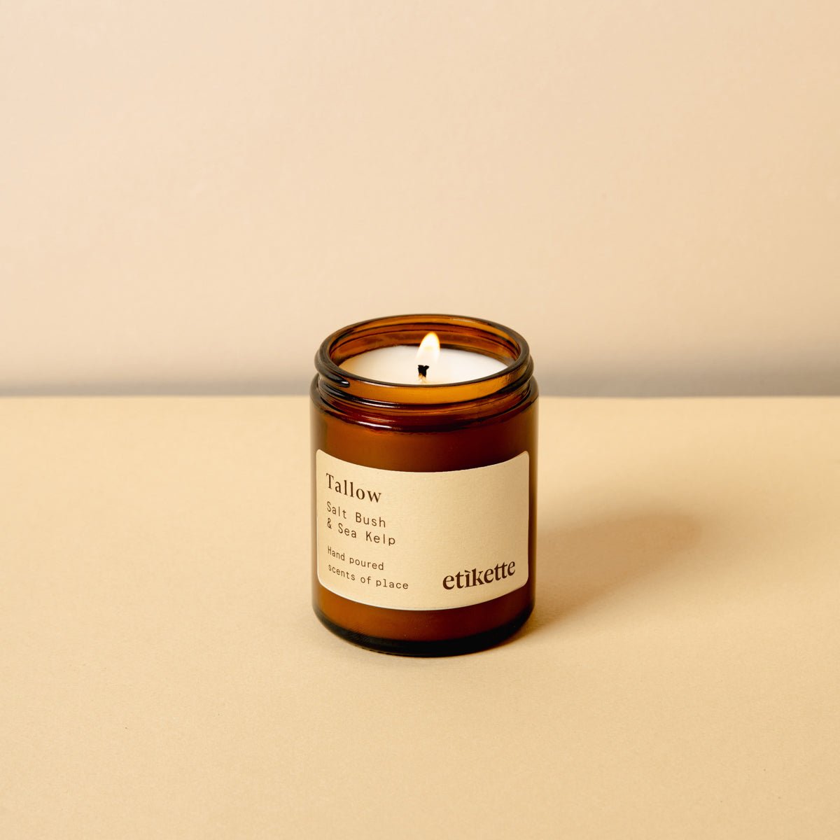 Tallows in Salt Bush & Sea Kelp candle, lit