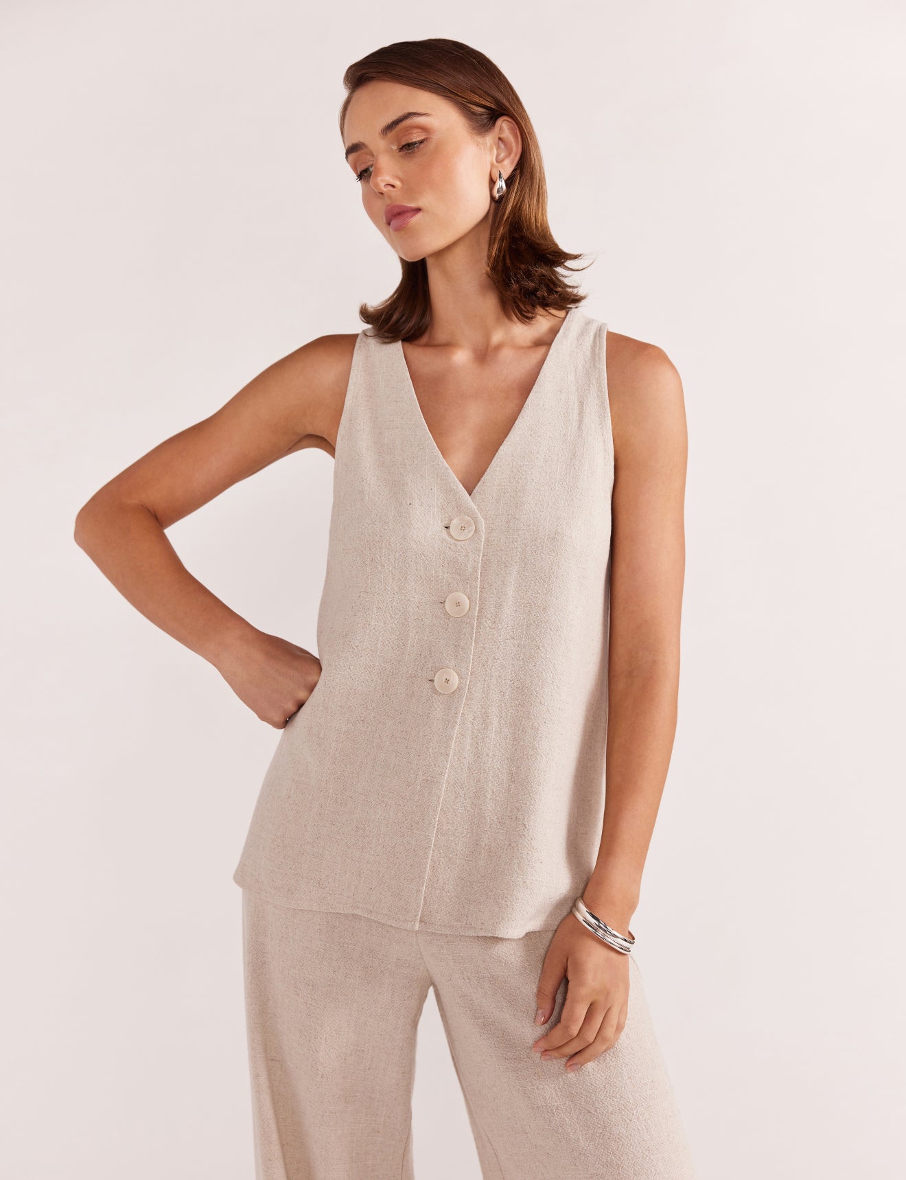 Alba Tunic Vest - Natural Marle