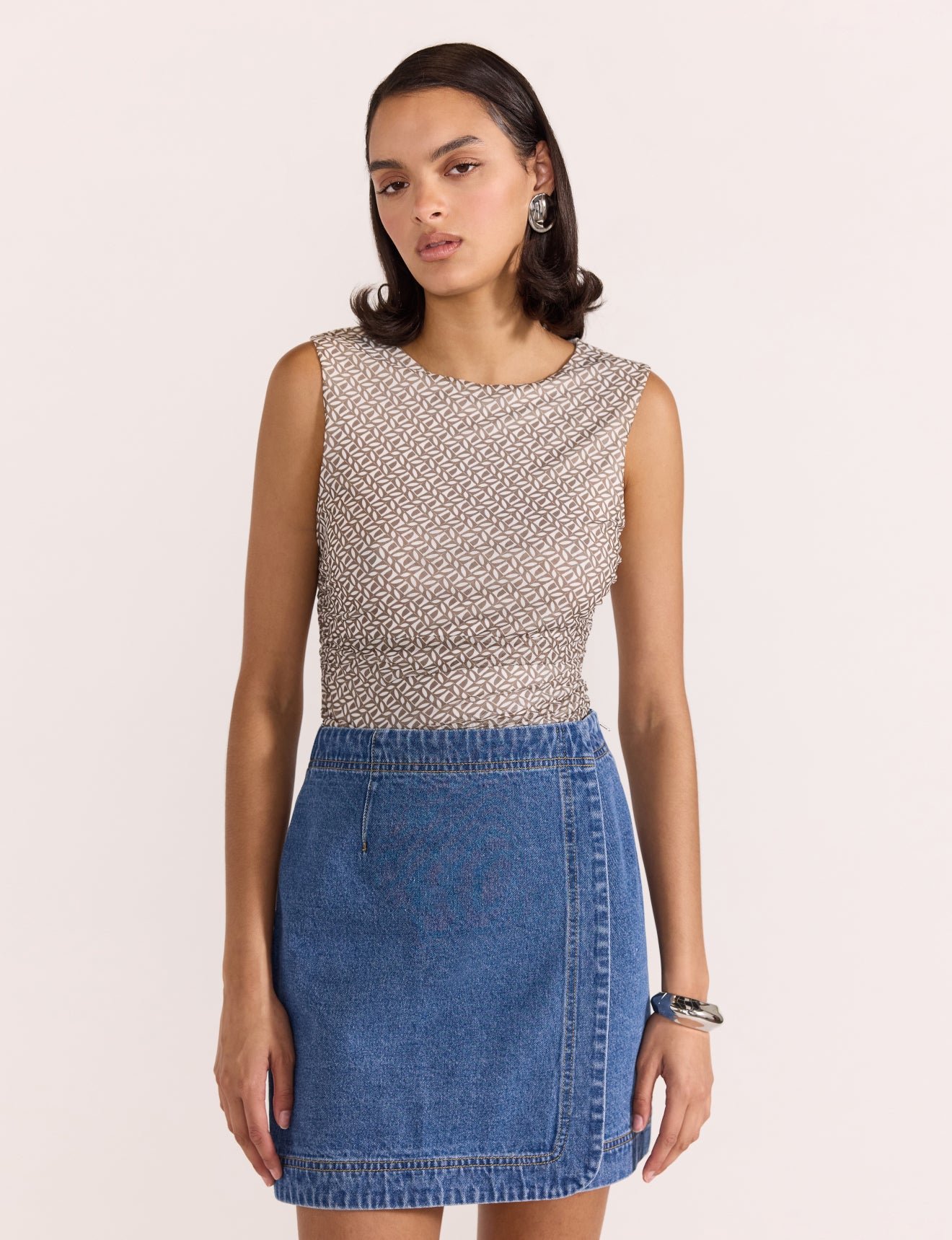 Tate Denim Wrap Skirt - Mid Blue