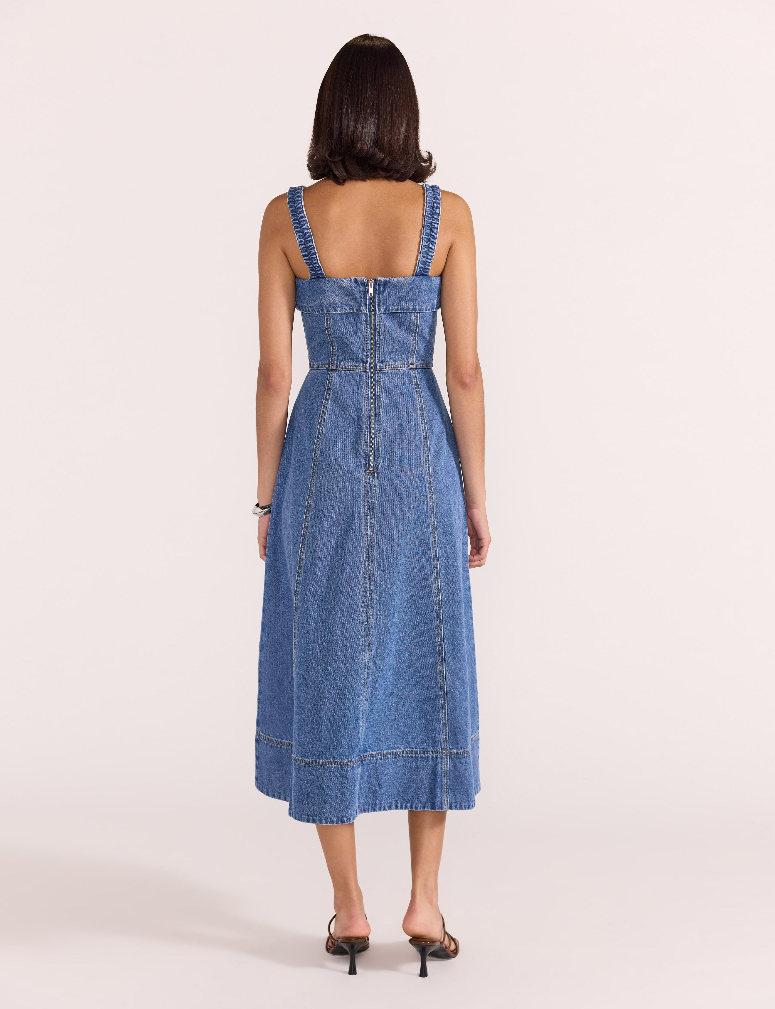 Tate Denim Midi Dress  - Mid Blue