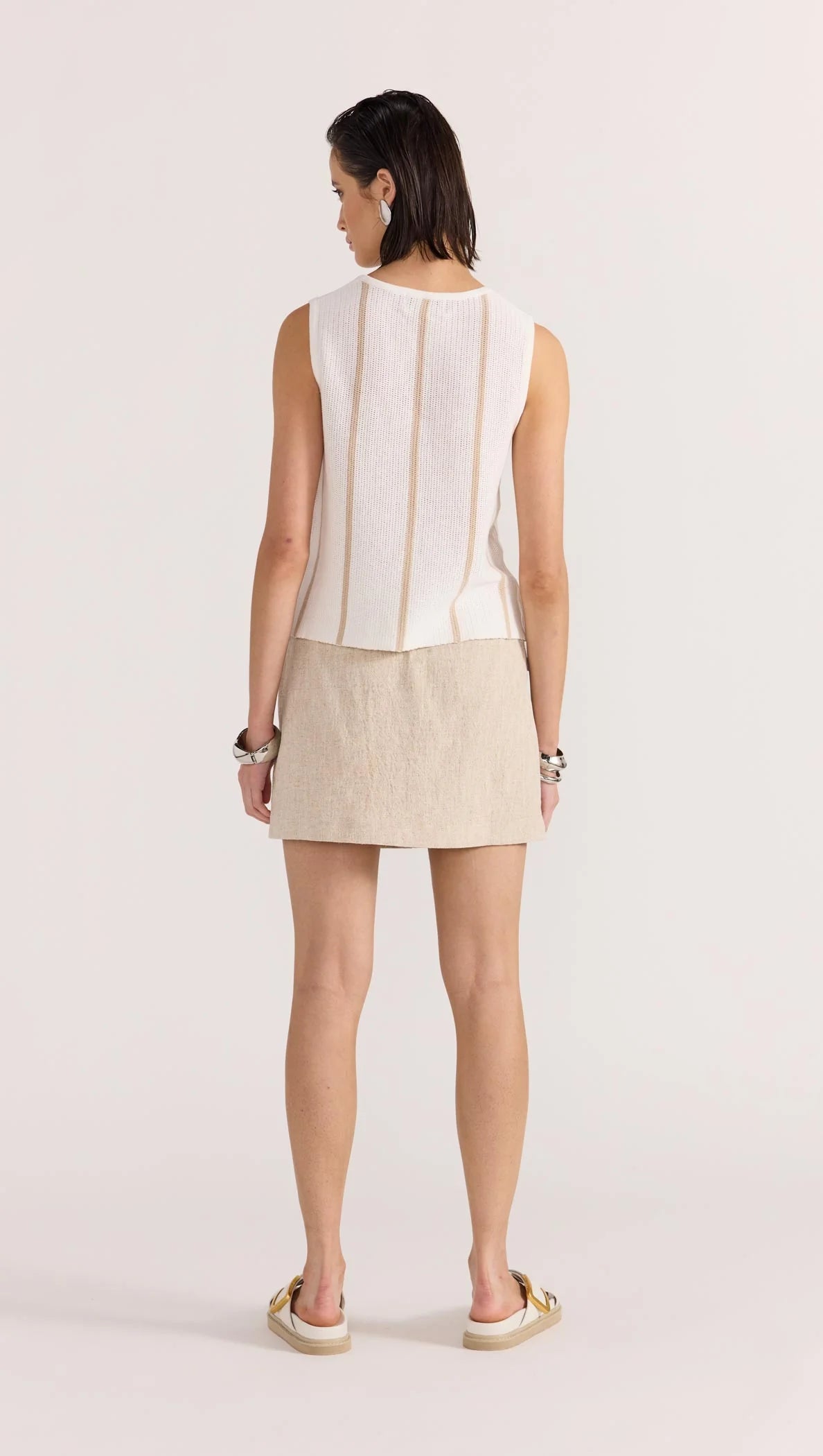 Allegra Knit Top - White/Beige