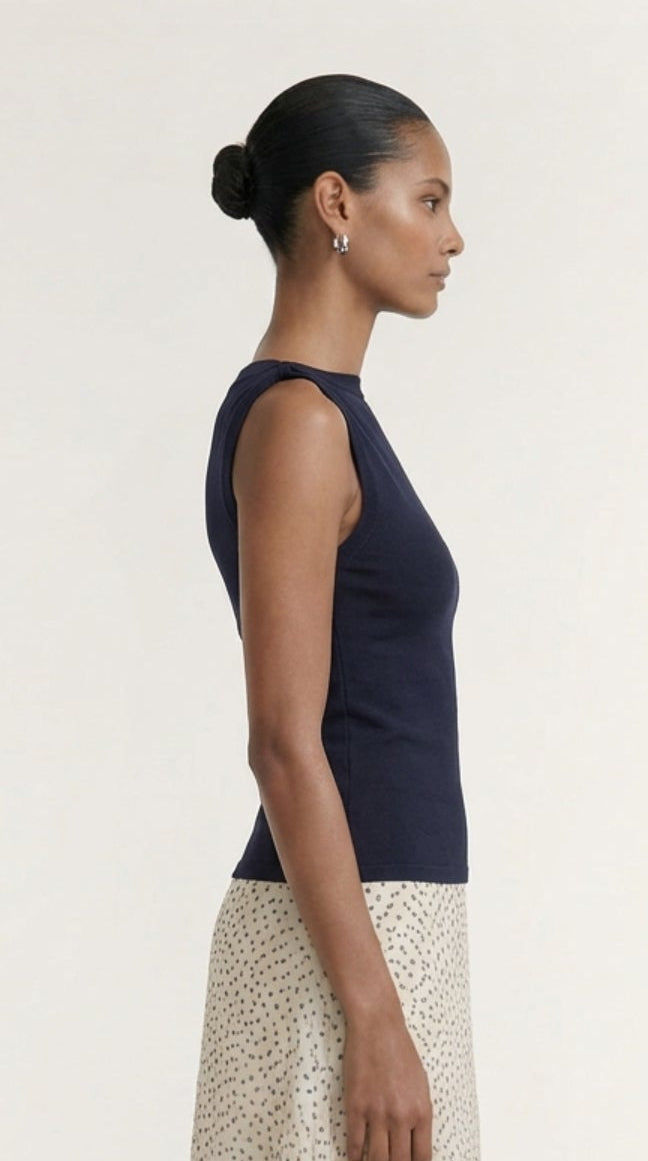 Leno Navy Twist Knit Tank