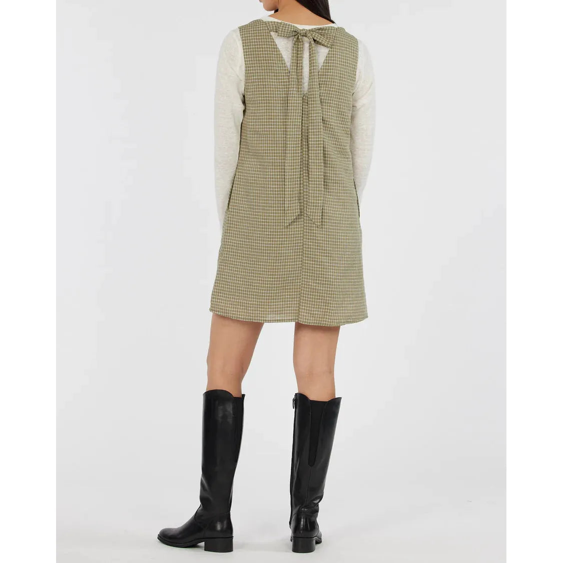 Virtuous Check Swing Dress - Olive