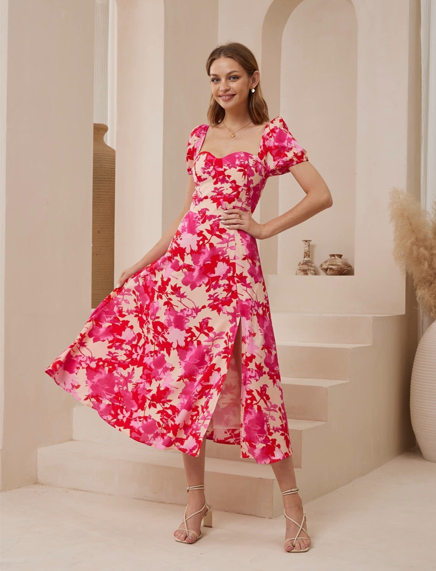 Polly Dress - Pink Floral