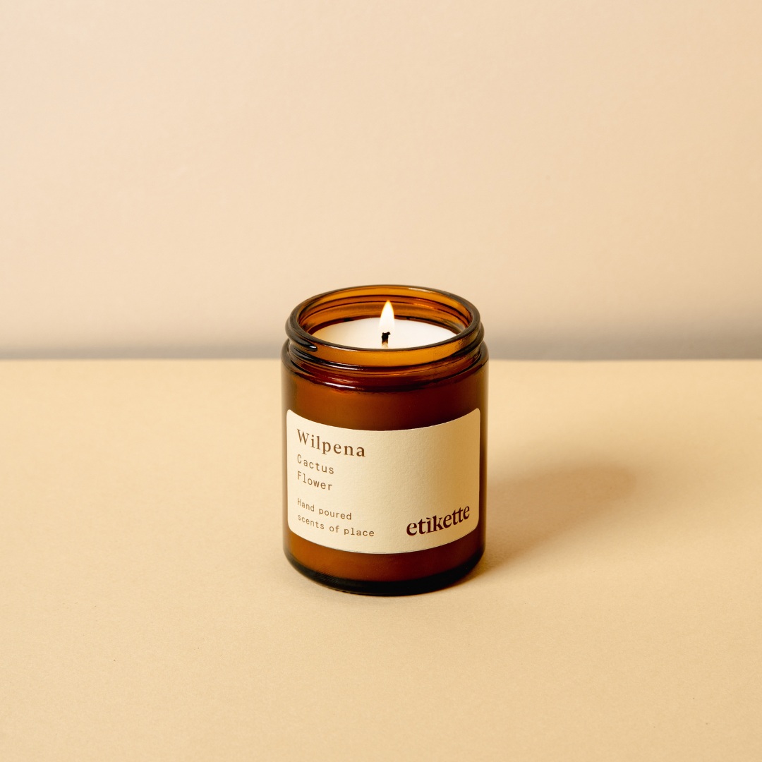 Wilpena in Cactus Flower candle, lit